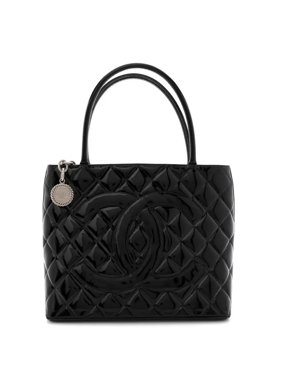 Chanel Patent Medallion Tote Black #258862C18B